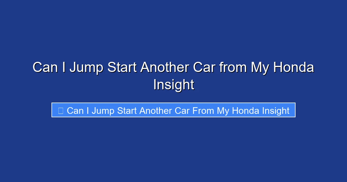 Can I Jump Start Another Car from My Honda Insight