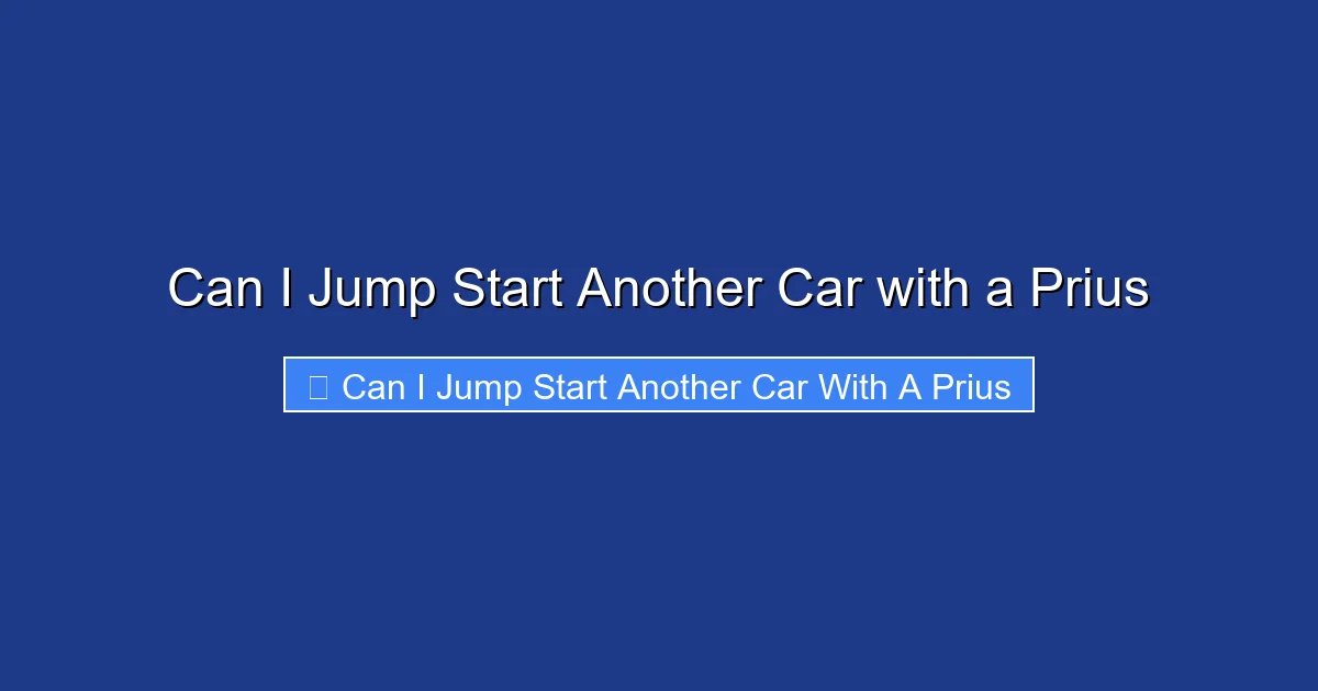 Can I Jump Start Another Car with a Prius
