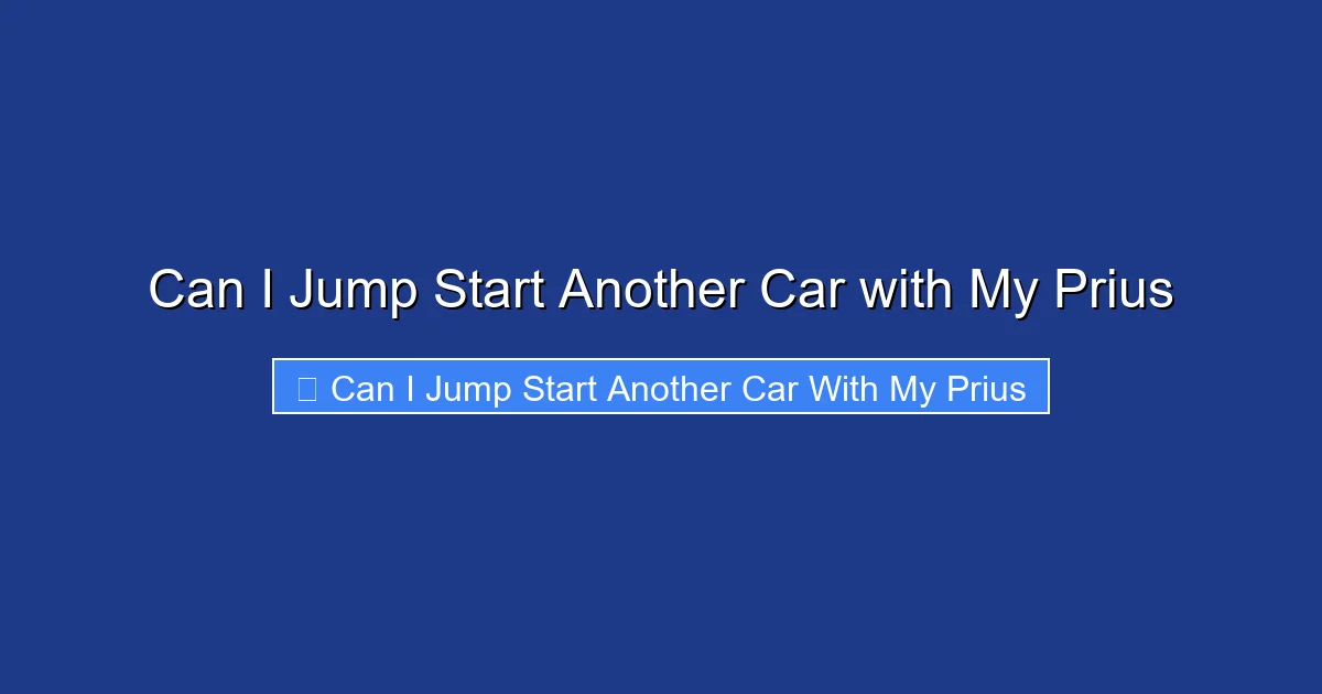 Can I Jump Start Another Car with My Prius