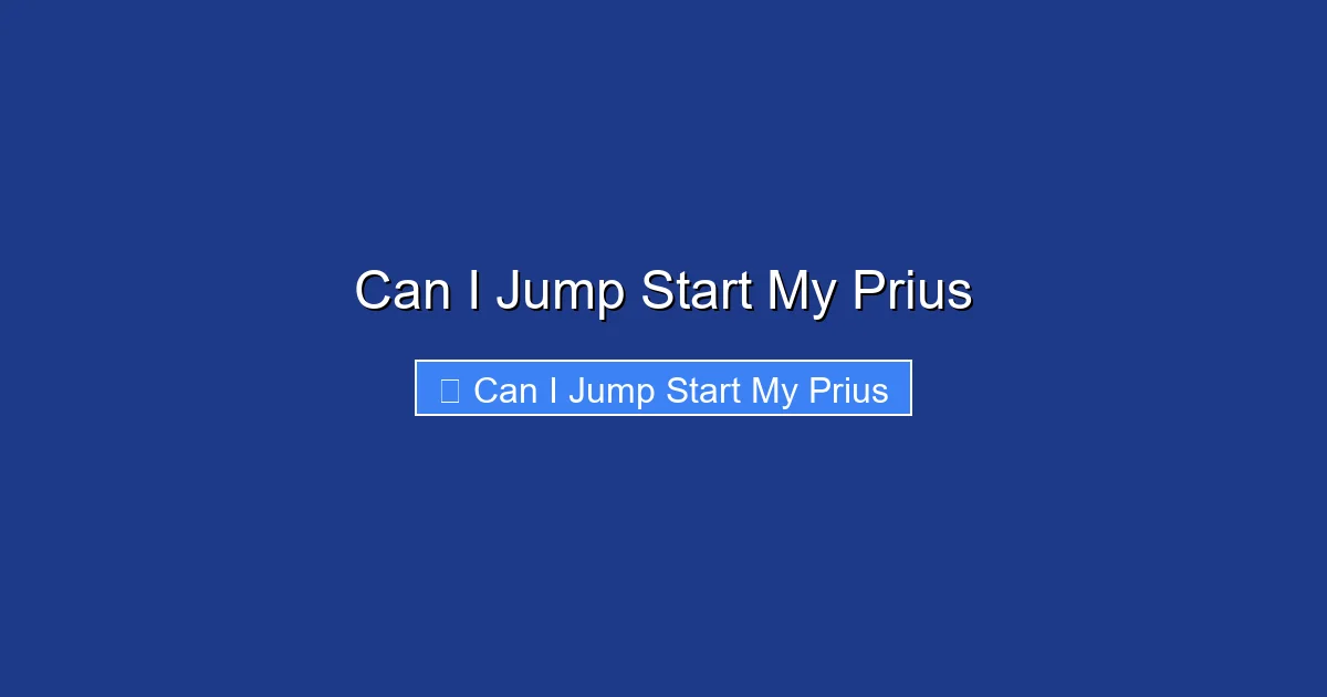 Can I Jump Start My Prius