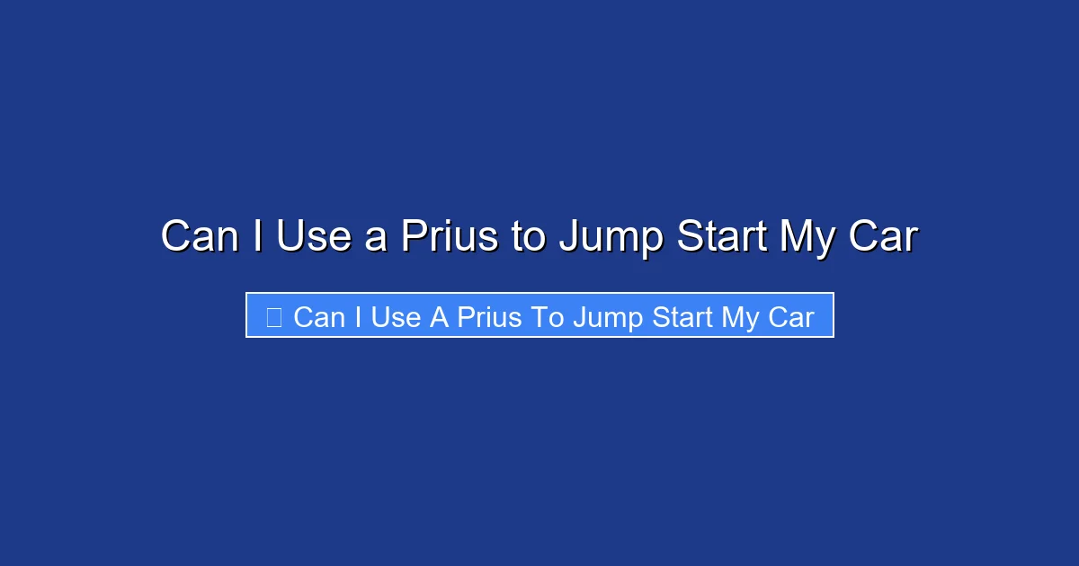 Can I Use a Prius to Jump Start My Car