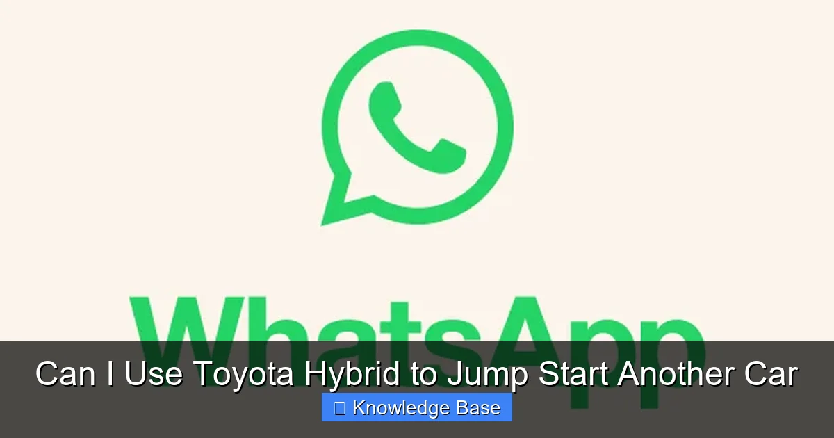 Can I Use Toyota Hybrid to Jump Start Another Car