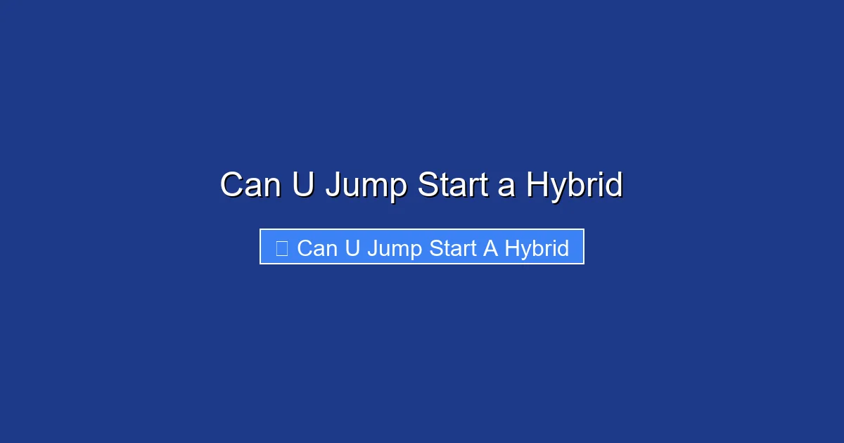Can U Jump Start a Hybrid
