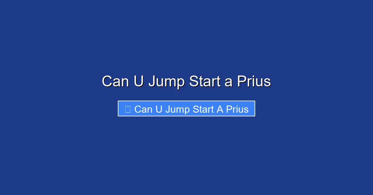 Can U Jump Start a Prius