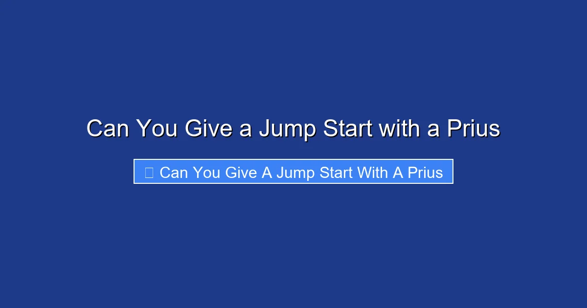 Can You Give a Jump Start with a Prius