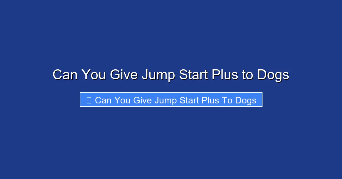 Can You Give Jump Start Plus to Dogs