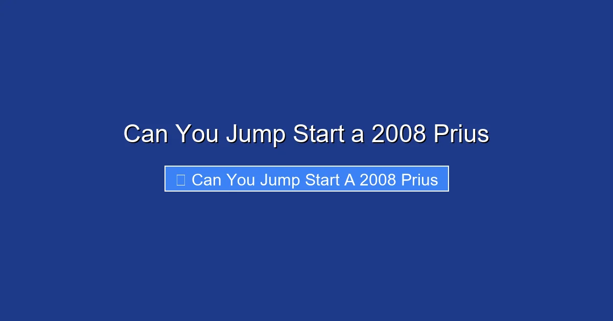 Can You Jump Start a 2008 Prius