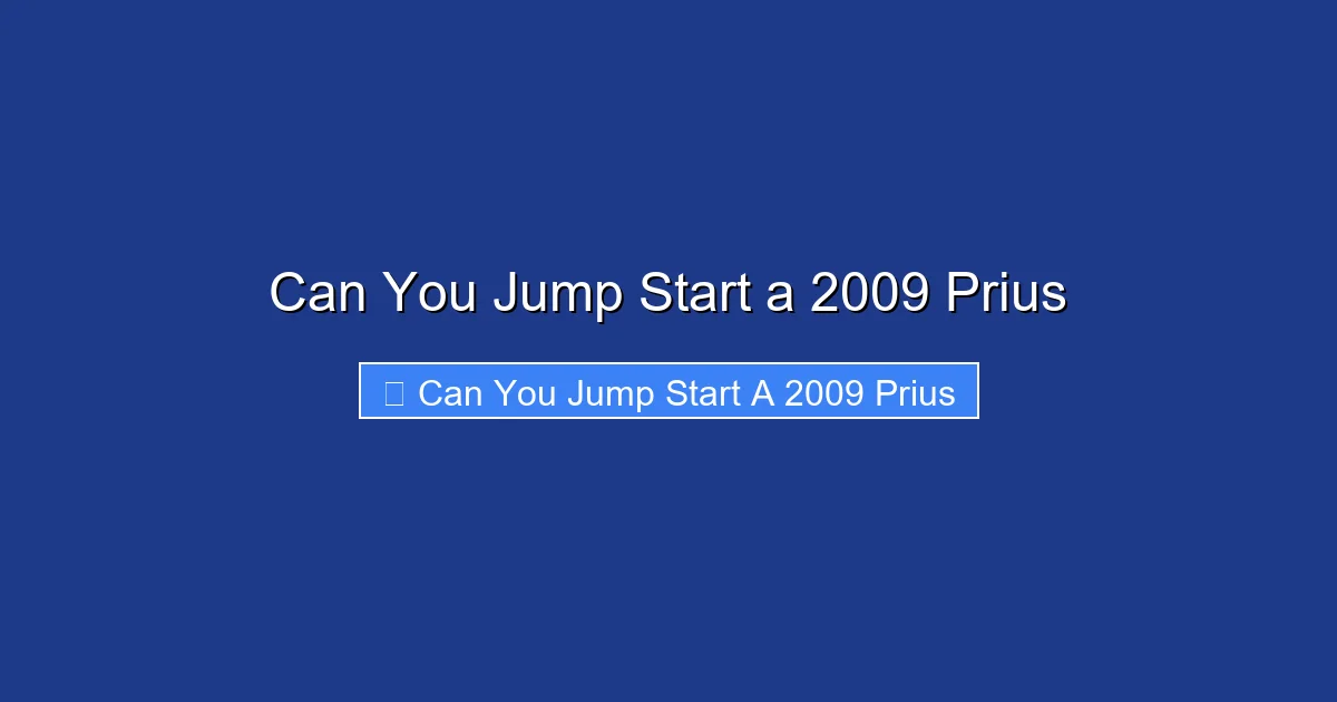 Can You Jump Start a 2009 Prius