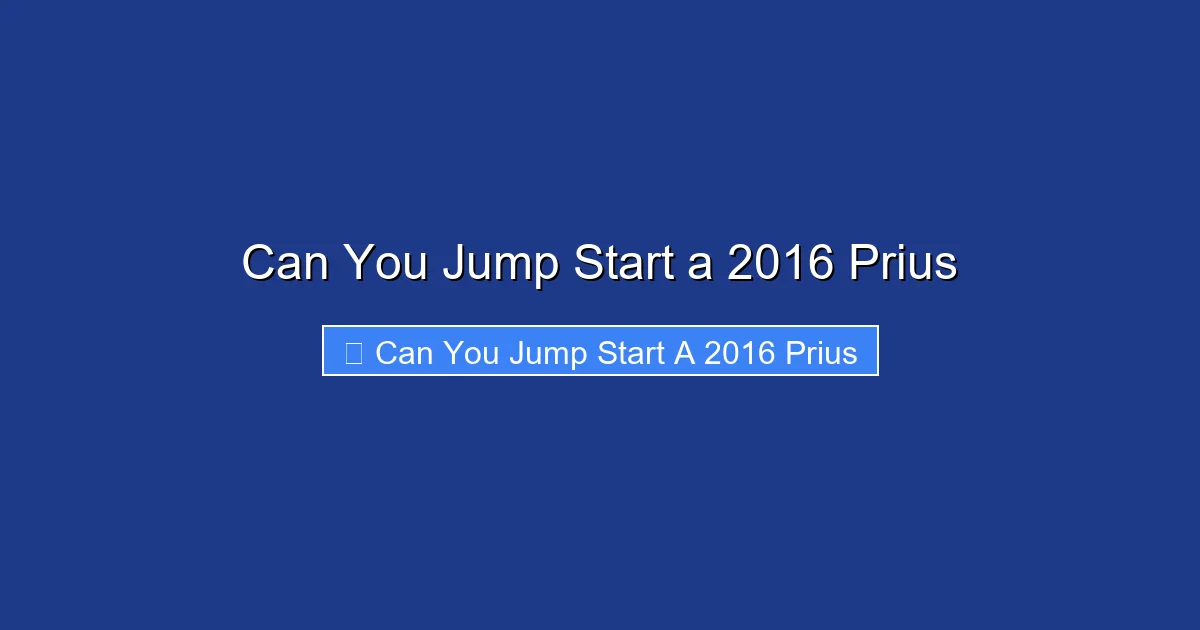 Can You Jump Start a 2016 Prius