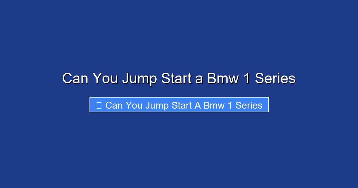 Can You Jump Start a Bmw 1 Series