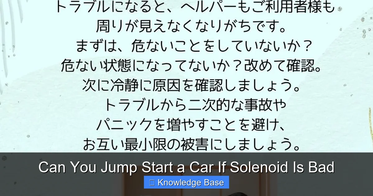 Can You Jump Start a Car If Solenoid Is Bad