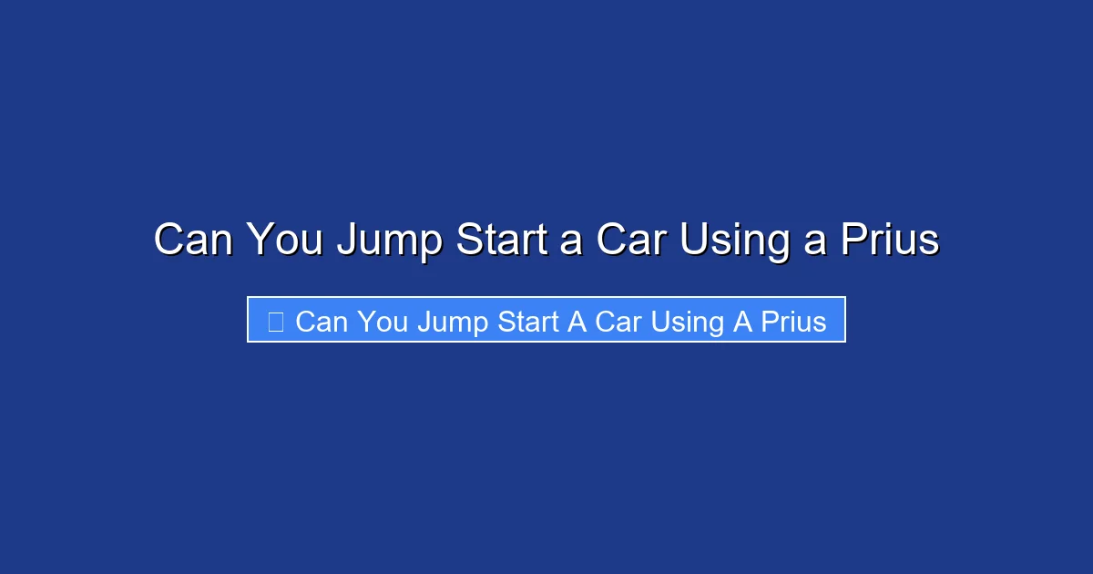 Can You Jump Start a Car Using a Prius