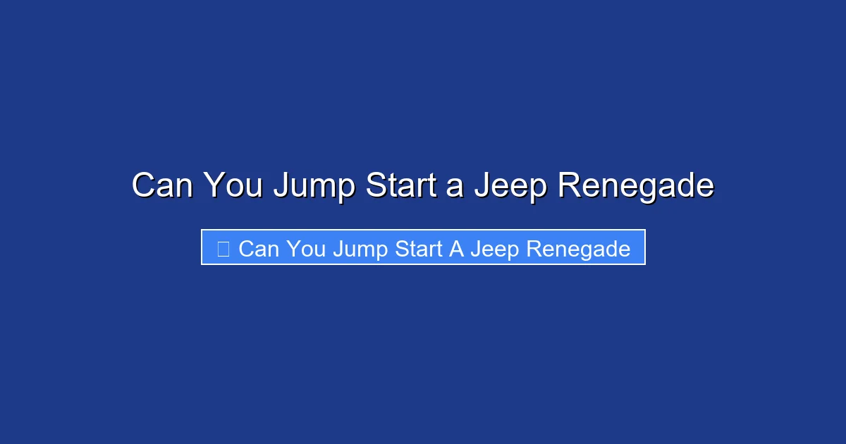 Can You Jump Start a Jeep Renegade