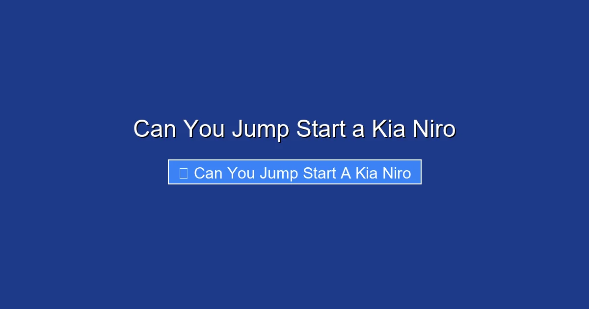 Can You Jump Start a Kia Niro