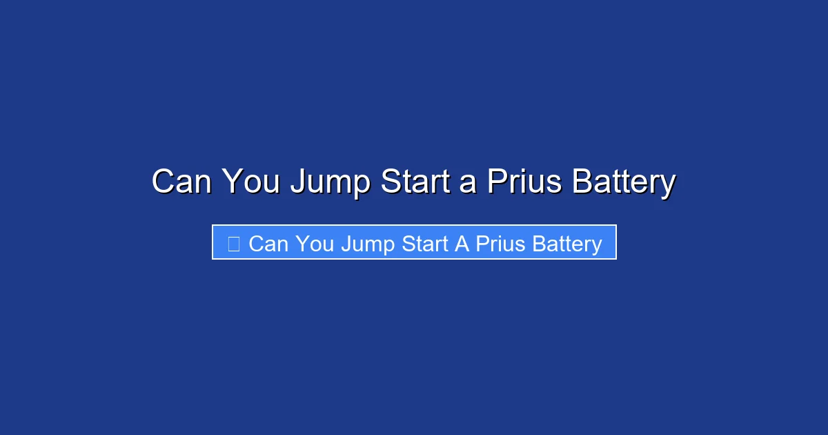 Can You Jump Start a Prius Battery
