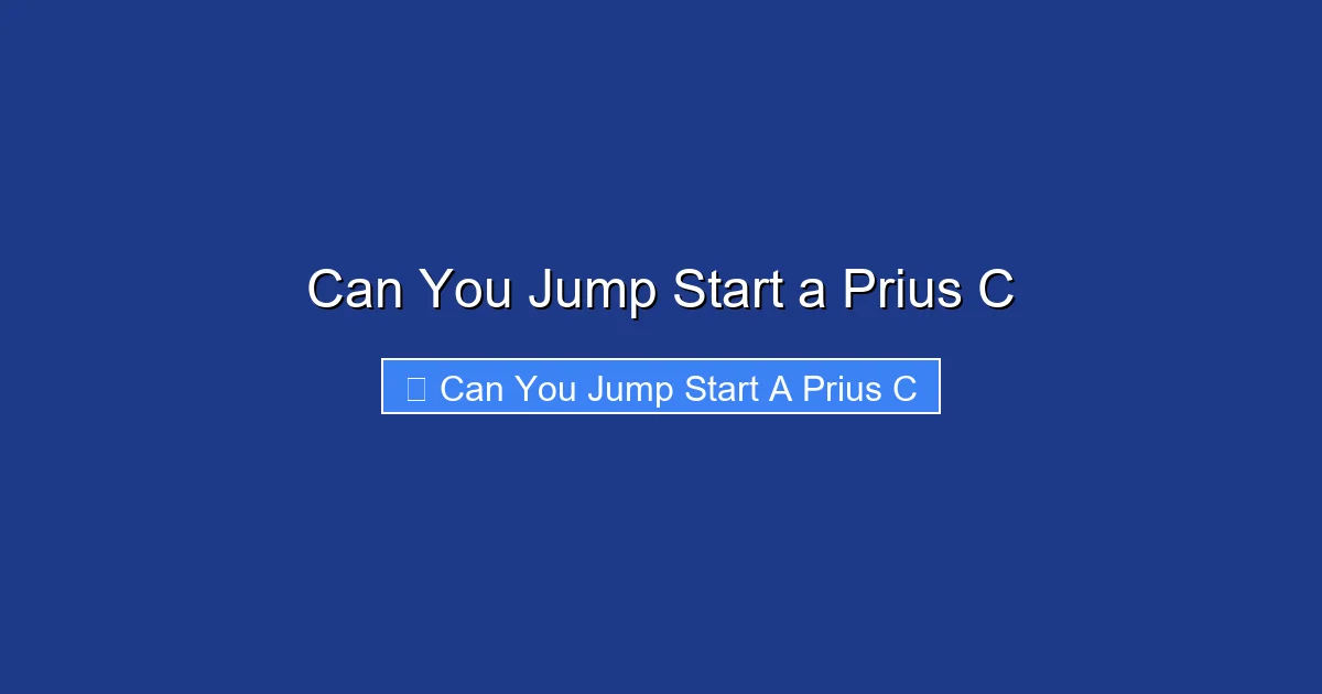 Can You Jump Start a Prius C