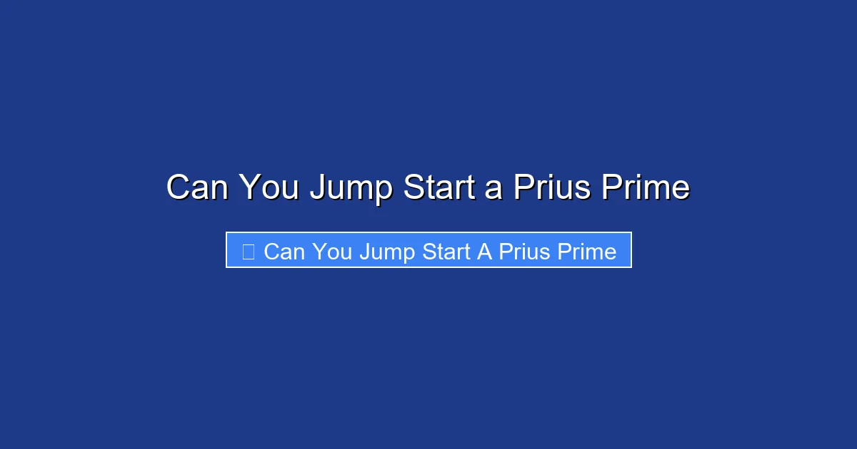 Can You Jump Start a Prius Prime