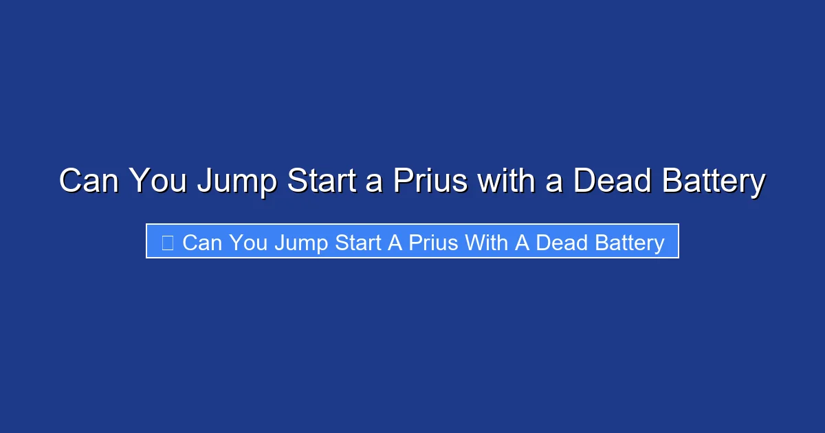 Can You Jump Start a Prius with a Dead Battery