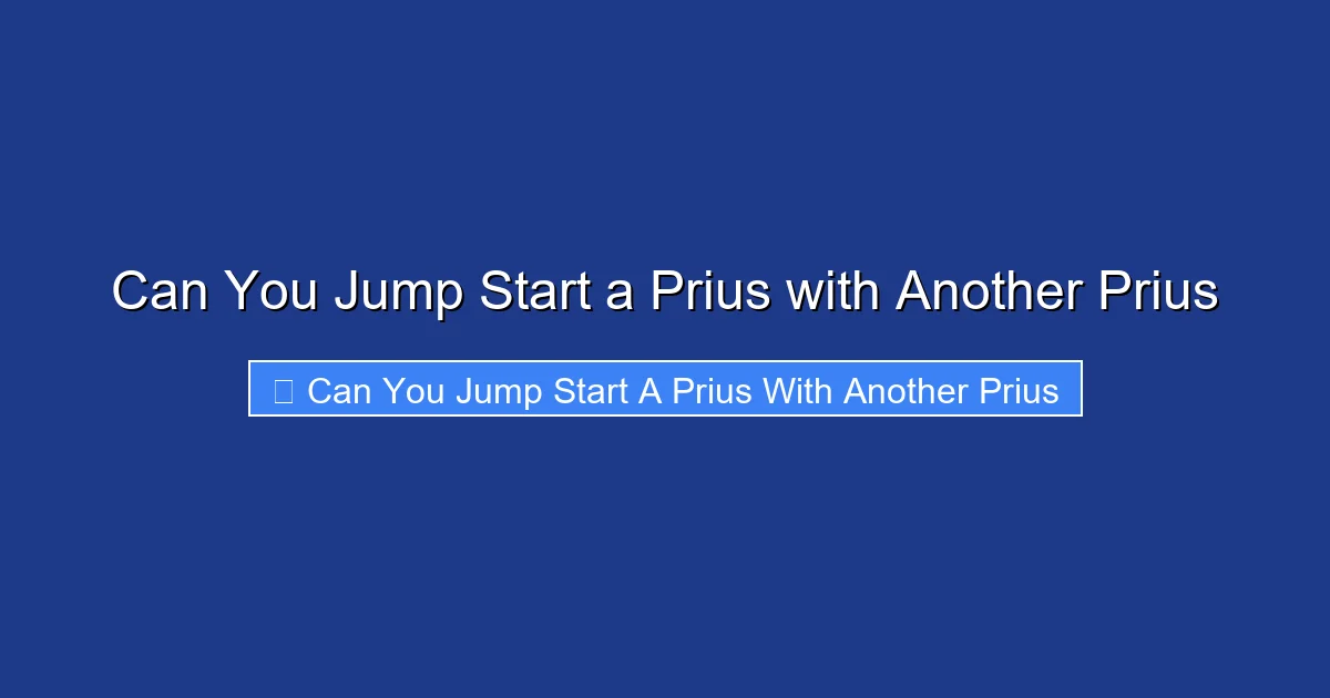 Can You Jump Start a Prius with Another Prius