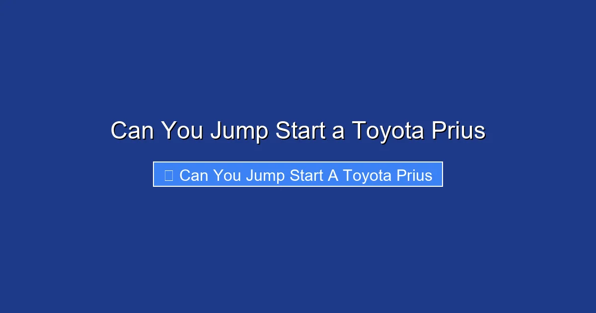 Can You Jump Start a Toyota Prius