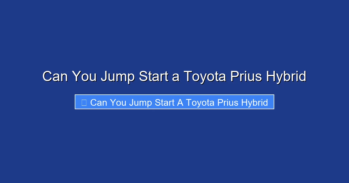 Can You Jump Start a Toyota Prius Hybrid