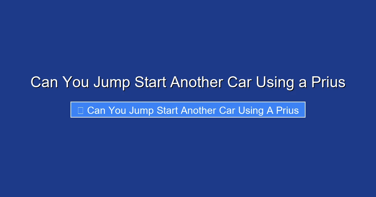 Can You Jump Start Another Car Using a Prius