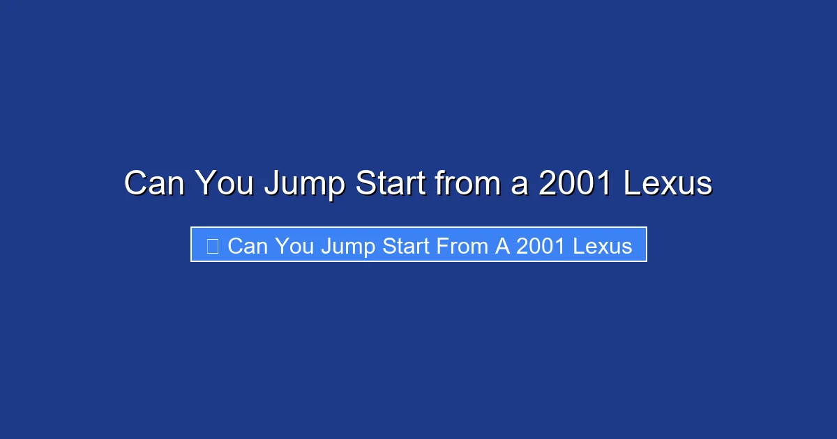 Can You Jump Start from a 2001 Lexus