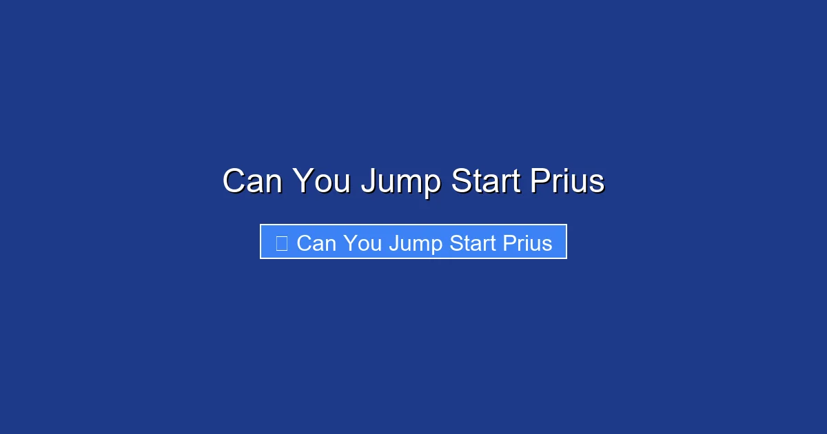 Can You Jump Start Prius