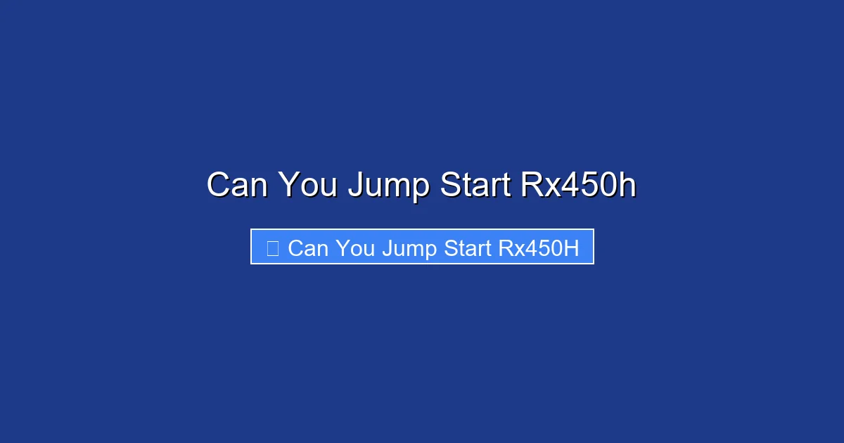 Can You Jump Start Rx450h