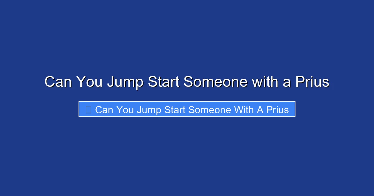 Can You Jump Start Someone with a Prius