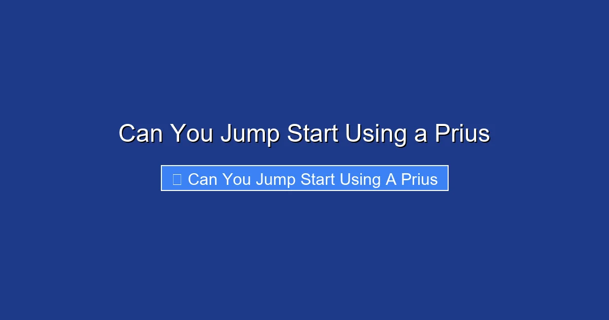 Can You Jump Start Using a Prius