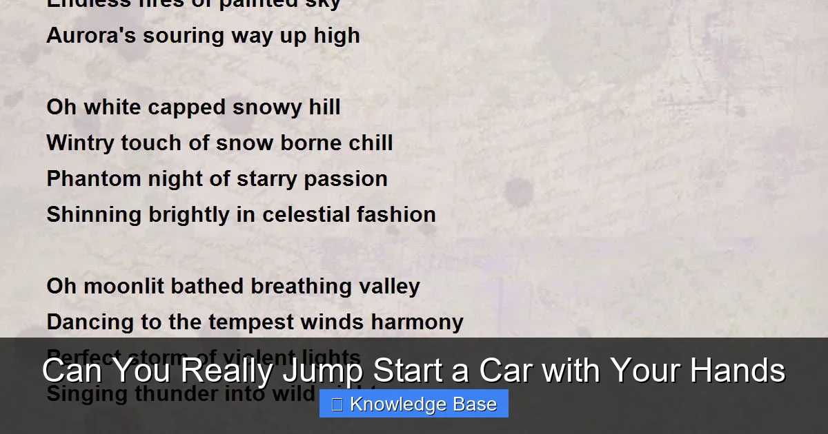 Can You Really Jump Start a Car with Your Hands